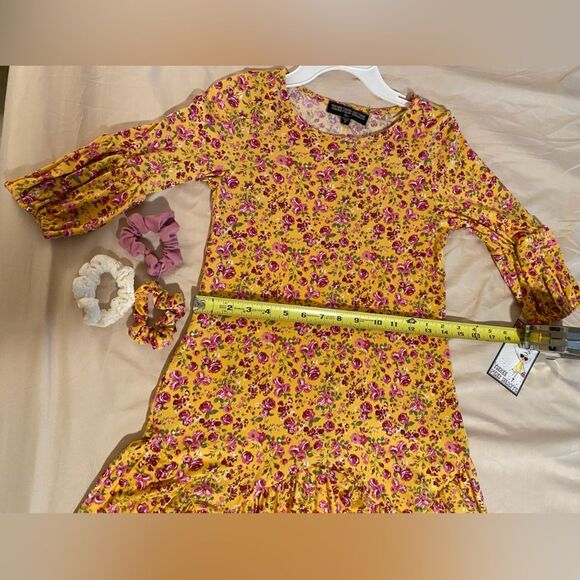 NWT 3 Pink Hearts Girls Dress Size Medium With Matching Scrunchies - Picture 4 of 6